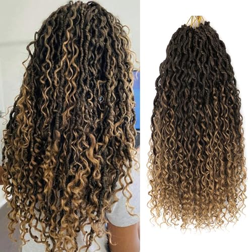 Saisifen Boho Göttin Locs Häkeln Haare für Schwarze Frauen 8 Packungen 96 Litzen Weiche Faux Locs Mit Lockigen Enden, Pre-looped Häkeln Zöpfe t27 Schwarz Bis Blond 24 Zoll(60cm) von Saisifen