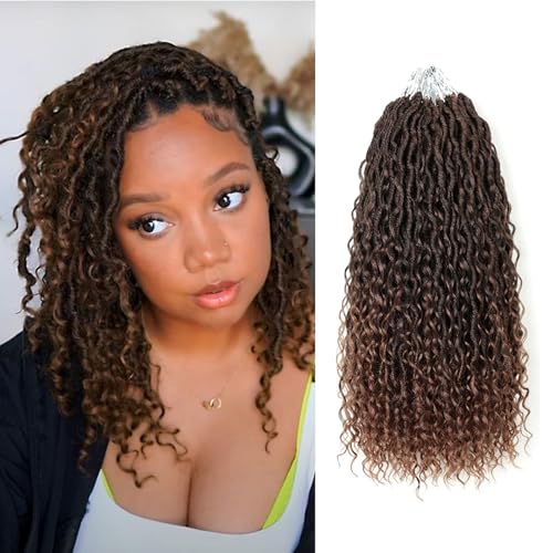 Saisifen Boho Göttin Locs Häkeln Haare für Schwarze Frauen 8 Packungen 96 Litzen Weiche Faux Locs Mit Lockigen Enden, Pre-looped Häkeln Zöpfe t30 Schwarz Bis Kastanienbraun 14 Zoll(35cm) von Saisifen
