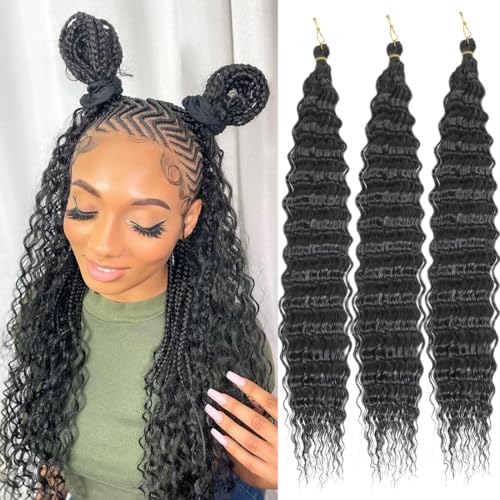 Saisifen Ocean Wave Häkelhaar für schwarze Frauen 3 Bündel Göttinnen-Boho-Zöpfe Extensions Synthetisches lockiges Flechthaar 61 CM(24 Zoll) #1B Schwarz von Saisifen