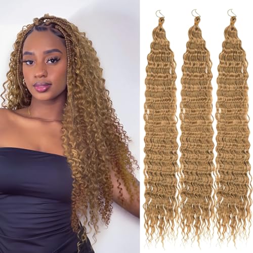 Saisifen Ocean Wave Häkelhaar für schwarze Frauen 3 Bündel Göttinnen-Boho-Zöpfe Extensions Synthetisches lockiges Flechthaar 61 CM(24 Zoll) #27 von Saisifen