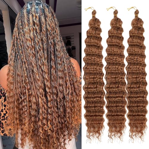 Saisifen Ocean Wave Häkelhaar für schwarze Frauen 3 Bündel Göttinnen-Boho-Zöpfe Extensions Synthetisches lockiges Flechthaar 61 CM(24 Zoll) #30 von Saisifen