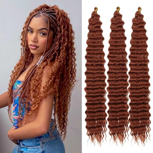 Saisifen Ocean Wave Häkelhaar für schwarze Frauen 3 Bündel Göttinnen-Boho-Zöpfe Extensions Synthetisches lockiges Flechthaar 61 CM(24 Zoll) #350 von Saisifen