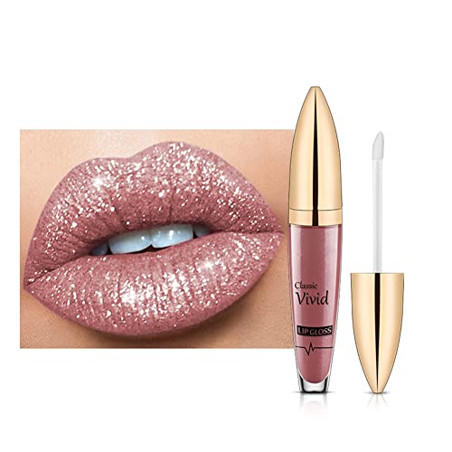 10 Farben Glitter Langanhaltender Lippenstift, Metallic Sparkly Lipgloss 3D Shining Perlglanz Lipgloss Shimmer Metallic Texture Liquid Langlebige Wasserdichte Geschenke für Frauen-5 ML von Saitedudu