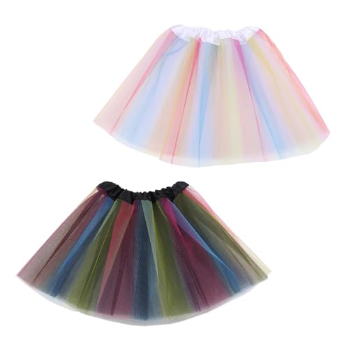 2 Stücke Tütü Pink Tüllrock Regenbogen Klassischer Tüllrock Damen Lagen Ballettrock Minirock Prinzessin Tanzkleid Mädchen Tüll Röcke für Frauen Geeignet für Verschiedene Anlässe (Schwarz-Weiß) von Saituo Home