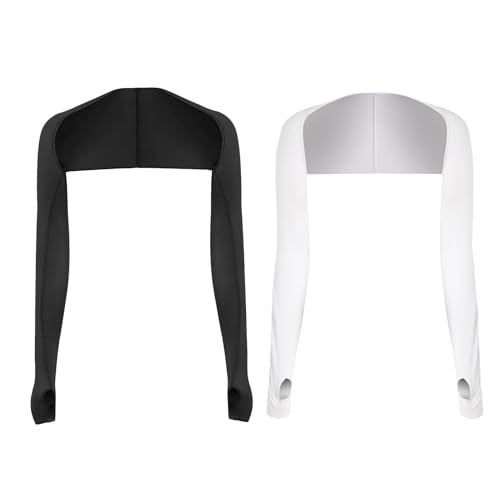 2 Stücke Uv Schutz Kühlende Manschette Eisseide Armstulpen Arm Sleeve,Bequem und Atmungsaktiv,mit Fingerlöchern,Kurze Sonnenschutzoberteile,Unisex,Geeignet zum Bergsteigen,Angeln usw(Weiß/Schwarz) von Saituo Home