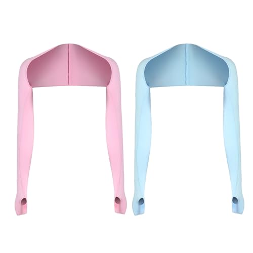 2 Stücke Uv Schutz Kühlende Manschette Eisseide Armstulpen Arm Sleeve,Bequem und Atmungsaktiv,mit Fingerlöchern,Kurze Sonnenschutzoberteile,Unisex,Geeignet zum Bergsteigen,Angeln usw(Rosa/Blau) von Saituo Home