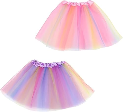 2 Tütü Pink Tüllrock Regenbogen Klassischer Tüllrock Damen Lagen Ballettrock Minirock Prinzessin Tanzkleid Mädchen Tüll Röcke für Frauen Geeignet für Verschiedene Anlässe (Helles Lila-Rosa) von Saituo Home