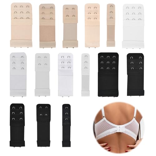 Saituo Home 15 Stücke BH Verschluss Verlängerung BH Erweiterung Bra Extender Schwarz,Weiß,Hautfarbe Verschiedene Größen Verfügbar,Bequem und Dehnbar für Gewichtszunahme-Schwangerschaft-Stillzeit von Saituo Home