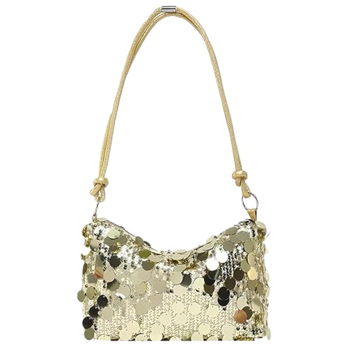 Saituo Home Clutch Gold, Clutch Damen Tasche Glitzer, Schultertaschen Abendtasche Damen, Hohe Kapazität mit Reißverschluss Tasche mit Pailletten für Abend Prom Hochzeit Party Bankett von Saituo Home