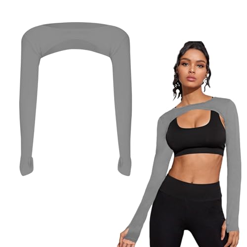 Uv Schutz Kühlende Manschette Eisseide Armstulpen Arm Sleeve,Bequem und Atmungsaktiv,Uv Schutz mit Fingerlöchern,Kurze Sonnenschutzoberteile,Unisex,Geeignet zum Bergsteigen,Fahren,Angeln usw(Grau) von Saituo Home