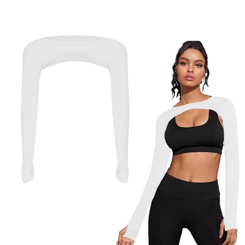 Uv Schutz Kühlende Manschette Eisseide Armstulpen Arm Sleeve,Bequem und Atmungsaktiv,Uv Schutz mit Fingerlöchern,Kurze Sonnenschutzoberteile,Unisex,Geeignet zum Bergsteigen,Fahren,Angeln usw(Weiß) von Saituo Home