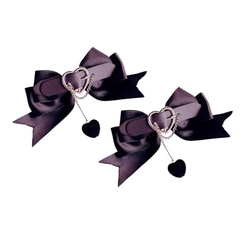 2pcs Bowknot Herzform Haarnadeln Mädchen Punk Haarclip Halloween Pferdeschwanz Haarclip Mit Kette Für Frau von Saiyana
