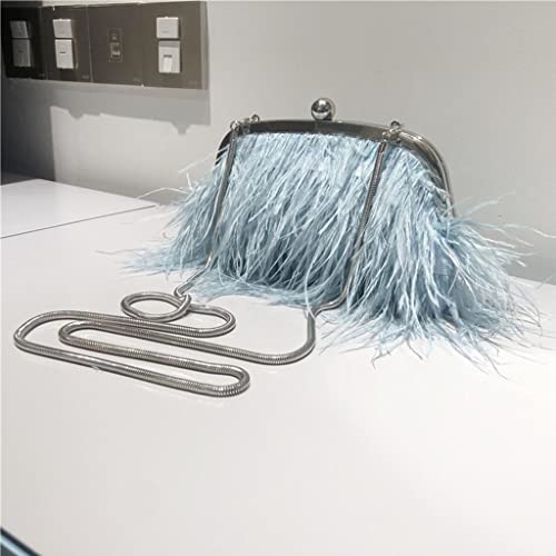 Damen Feder Clutch Geldbörse Mit 120 cm Langem Karabinerverschluss Schlangenkette 35 cm Große Kurze Perlenkette Für Damen Geschenke von Saiyana