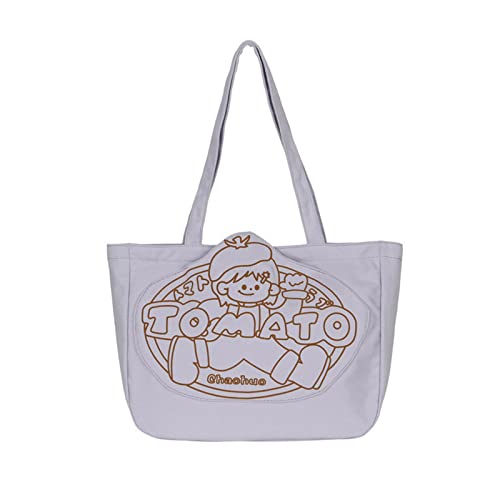 Damen Schultertasche Koreanischen Stil Große Kapazität Einkaufstasche Damen Leinentasche Niedliche Cartoon Druck Handtasche Studenten Buchtasche von Saiyana