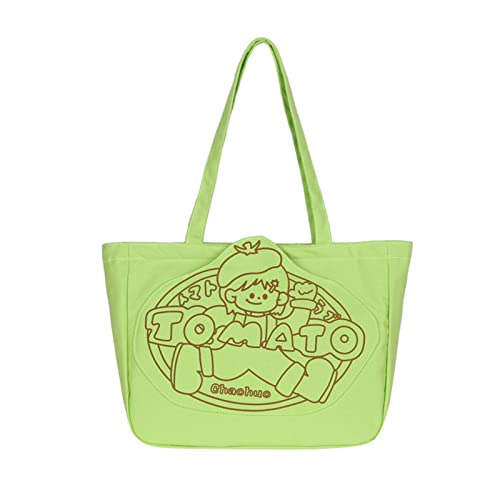 Damen Schultertasche Koreanischen Stil Große Kapazität Einkaufstasche Damen Leinentasche Niedliche Cartoon Druck Handtasche Studenten Buchtasche von Saiyana