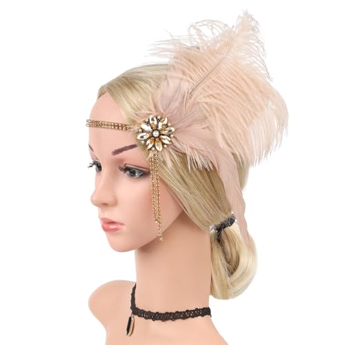 Feder-Flapper-Stirnbänder, 1920er-Jahre-Kopfschmuck für besondere Anlässe, Hochzeit, Verlobung, Nacht, Kopfbedeckung, Haarstyling, funkelnde Stirnbänder für Mädchen von Saiyana