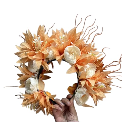 Frühlingsblumenkronen, Blumengirlanden, Stirnband für Braut, Hochzeit, Frauen, Mädchen, stimulierter Blumenkranz, Haarband, Haarreifen, traditionelles chinesisches Kostüm von Saiyana