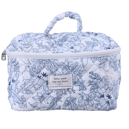 Gesteppte Make Up Tasche Großes Fassungsvermögen Blumen Kosmetiktasche Reise Kulturbeutel Handtasche Modische Aufbewahrungstasche Für Damen von Saiyana