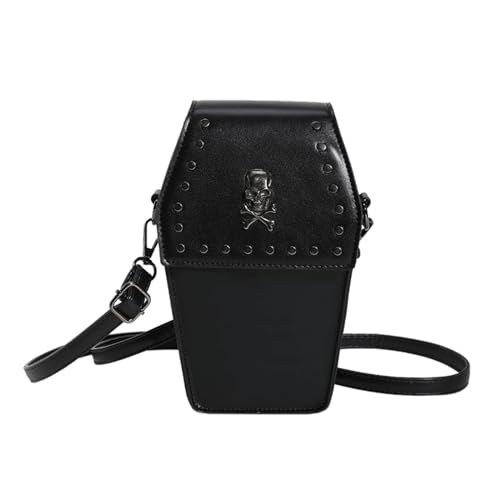 Gothic Tasche Halloween Umhängetasche Sargförmige Tasche Vielseitige Trendige Tasche Für Mädchen Frauen Kleine Handytasche Nieten Handtasche von Saiyana