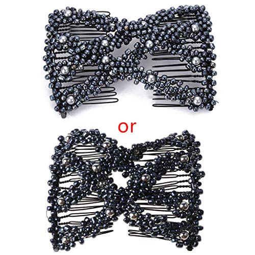 Handgemachte Twist Rhombus Perlen Magische Haar Seitenkämme Für Damen Schmuck Dehnbares Styling Doppel Clips Haarnadeln Pferdeschwanz Brötchen Maker von Saiyana