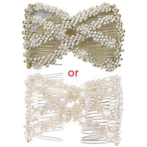 Handgemachte Twist Rhombus Perlen Magische Haar Seitenkämme Für Damen Schmuck Dehnbares Styling Doppel Clips Haarnadeln Pferdeschwanz Brötchen Maker von Saiyana