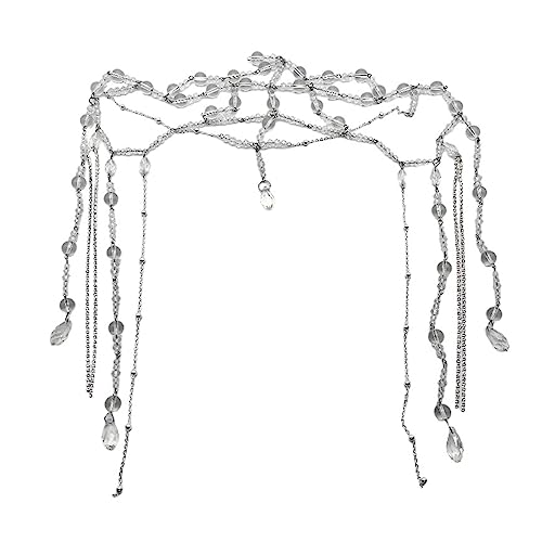 Perlen-Wassertropfen-Kopfkette, Kopfbedeckung, Kristall, Stirnband, Hochzeit, Brautschmuck, Stirnband, handgefertigt, Haarschmuck, zarter Haarschmuck von Saiyana
