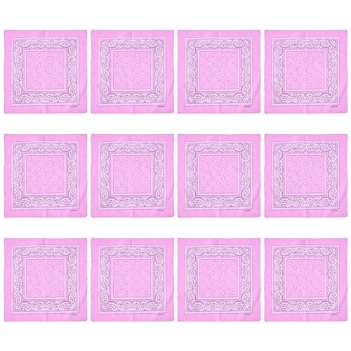 Saiyana 12 Stück Kopftuch mit Cashew-Blumendruck, großes quadratisches Kopftuch, modisches Bandana-Kopftuch für Outdoor-Aktivitä(Rosa) von Saiyana