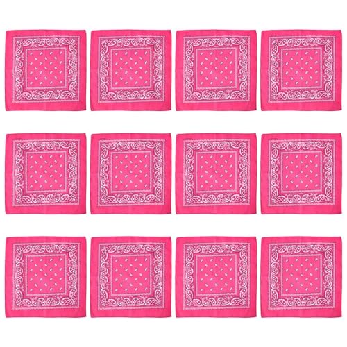 Saiyana 12 Stück Kopftuch mit Cashew-Blumendruck, großes quadratisches Kopftuch, modisches Bandana-Kopftuch für Outdoor-Aktivitä(Rosenrot) von Saiyana