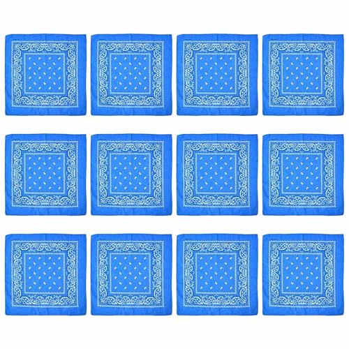 Saiyana 12 Stück Kopftuch mit Cashew-Blumendruck, großes quadratisches Kopftuch, modisches Bandana-Kopftuch für Outdoor-Aktivitä(Seeblau) von Saiyana