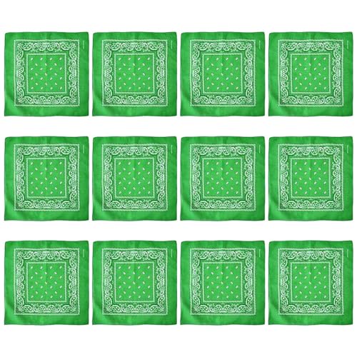 Saiyana 12 Stück Kopftuch mit Cashew-Blumendruck, großes quadratisches Kopftuch, modisches Bandana-Kopftuch für Outdoor-Aktivitä(grünes Gras) von Saiyana