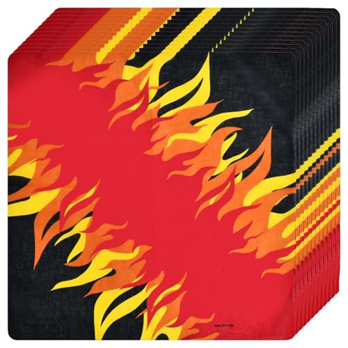 Saiyana 12 Stück quadratisches Taschentuch mit Flammendruck, leichtes Kopftuch mit Totenkopfmuster für Sport und Alltag(Stil 3) von Saiyana