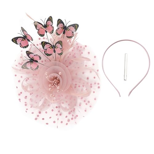 Saiyana 1920er Jahre Braut Butterfly Kopfbedeckung Royal Fascinator Weites Hochzeitsfeier Haar Accessoire Elegantes Hochzeitsthe(Nacktes Pulver) von Saiyana