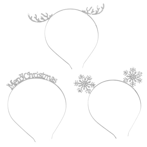 Saiyana 3PCS Strasssteine ​​Weihnachten Rentier Hairhoop Party Requisiten Schimmerndes Stirnband Festival Zubehör für Party und(Ein Satz von 3 silbernen Pi) von Saiyana