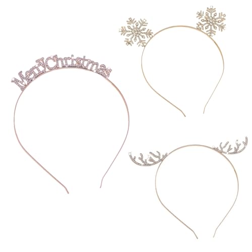 Saiyana 3PCS Strasssteine ​​Weihnachten Rentier Hairhoop Party Requisiten Schimmerndes Stirnband Festival Zubehör für Party und(Ein Set mit 3 Goldstücken) von Saiyana