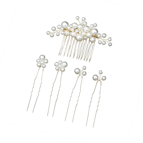 Saiyana 5pcs Hochzeit Nachahmung Perlen Haarnadel Brautparty Haarzubehör mit u -förmiges Design für Frauen und Mädchen(Set 1 Silber) von Saiyana