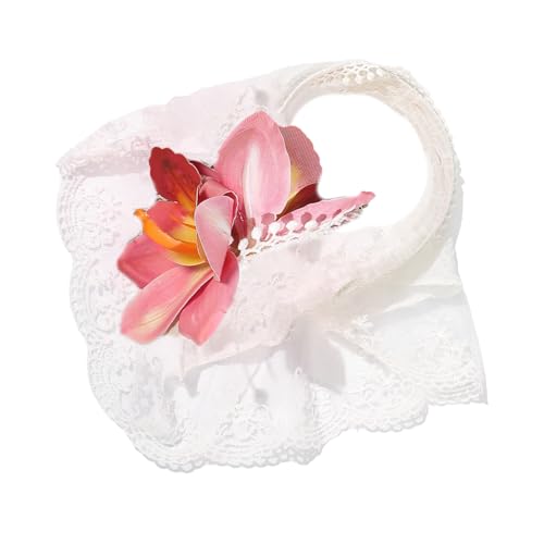 Saiyana Bestickter Haarschal Spitze Bandana Foto Requisiten Laciness Turban für Erwachsene Kinder gestickt Balletcore Kopfbedeck(Rosa) von Saiyana