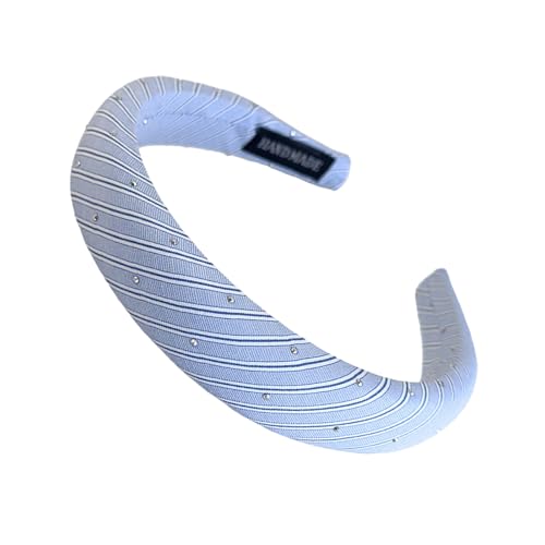 Saiyana Blaue Streifen und Punkte Haarband Weiche Twill Stoff Stirnbänder mit Schwammpolster für Frauen Männer komfortable Haarz(26619B) von Saiyana