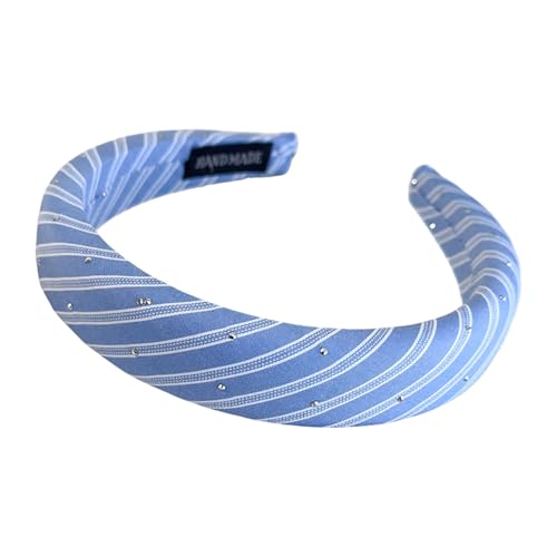 Saiyana Blaue Streifen und Punkte Haarband Weiche Twill Stoff Stirnbänder mit Schwammpolster für Frauen Männer komfortable Haarz(26619C) von Saiyana