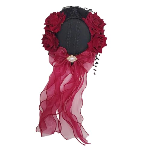 Saiyana Blumen-Haarspange, Spitzenhut, Halloween, eleganter flacher Clip, Halloween-Haarnadel, Spitzenhut, elegante Haarspange f(Rot) von Saiyana