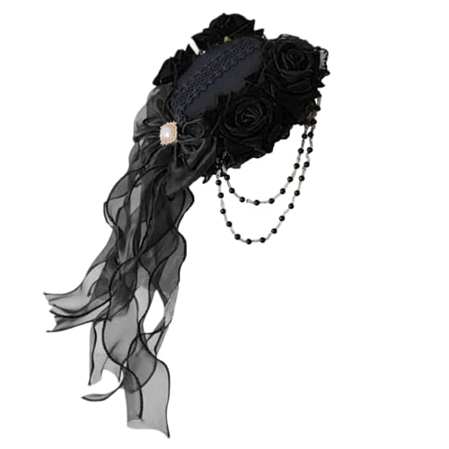 Saiyana Blumen-Haarspange, Spitzenhut, Halloween, eleganter flacher Clip, Halloween-Haarnadel, Spitzenhut, elegante Haarspange f(Schwarz) von Saiyana