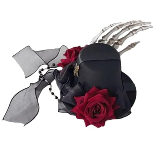 Saiyana Blumen-Haarspange, Zylinder, Halloween, Totenkopf-Hand, flacher Clip, Halloween-Haarnadel, Zylinder, elegante Haarspange(Schwarz) von Saiyana