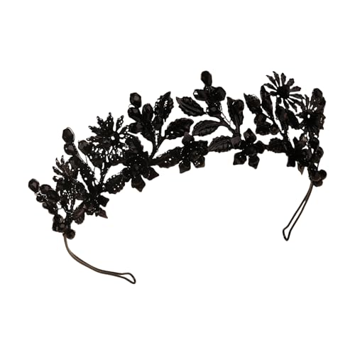 Saiyana Brauthaar Hoop Girl Geburtstagsfeier eleganter Festzug gewebt Kristallmädchen King Kostüm Kopfbedeckung Halloween Hairba(Schwarz) von Saiyana