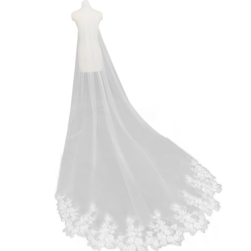 Saiyana Brautschleier langer Mantilla für Bachelorette Party Dekorationen Braut zu Geschenkbrautdusche Hochzeit weiß Long Schlei von Saiyana