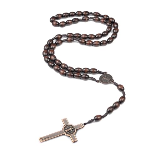 Saiyana Christliche handgefertigte hölzerne Rosenkranz Halskette Gebetsperlen mit angehängten Styles Halsketten für Männer und(Kaffeefarbe) von Saiyana