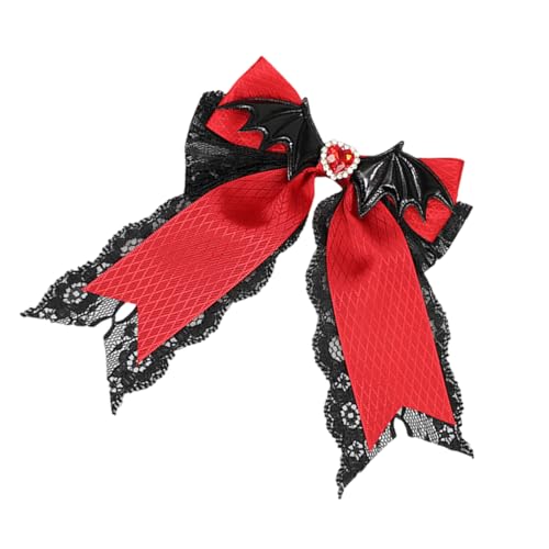 Saiyana Cosplay Haarspange Neuheit Fledermausflügel Spitze Bögen Haarspangen Party Kopfbedeckung Anime Mädchen Haargriff Hallowe(Rot) von Saiyana