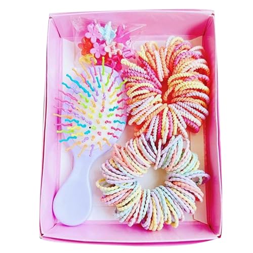 Saiyana Elastische Haarbindungen Barrettes Kammshaarstyling Set für Kinder mit farbenfrohen Design für Schulmädchen Alltagsfrisu(Boxed 4) von Saiyana