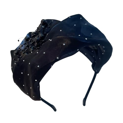 Saiyana Elegante Musselin-Stile, Stirnbänder, Abendkleider, Haarreifen, bequemer Kopfschmuck, Haarschmuck für Abendgarderobe(Schwarz) von Saiyana