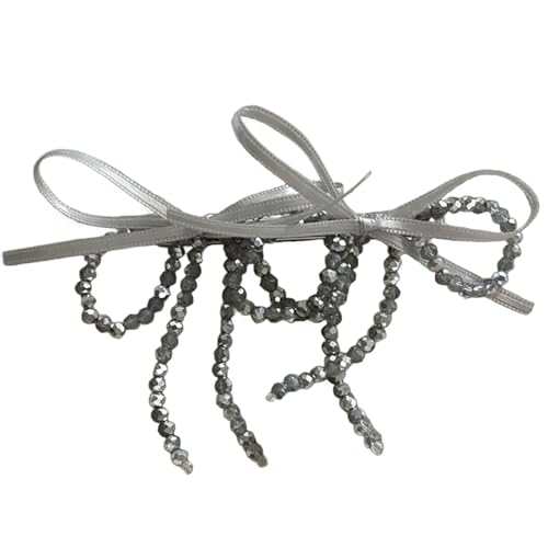 Saiyana Elegante Perlenschleifen-Haarspange für Frauen und Mädchen, praktische Acryl-Schmetterlingsschleifen, Haarspange, Haarte(Grau) von Saiyana