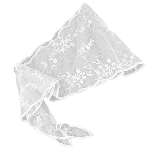 Saiyana Elegante Stickerei Blumen Bandana Spitze Triangular Head Schal Haar Accessoire Haarband für Frauen Mädchen Musik Festiva(Weiß) von Saiyana