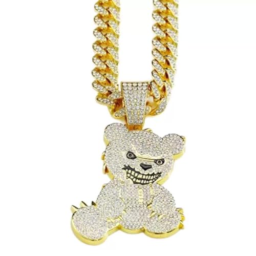 Saiyana Eleganter Bärenanhänger Halskette Herren Gold/Silber Verlegtes Kubanisches Verknüpfungsketten Choker Hip Hopchain Unisex Accessoire Hip Hop Halskette Saiyana Eleganter Bärenanhänger Halskette Herren Gold/Silber Verlegtes Kubanisches Verknüpfungsketten Choker Hip Hopchain Unisex Accessoire Hip Hop Halskette von Saiyana